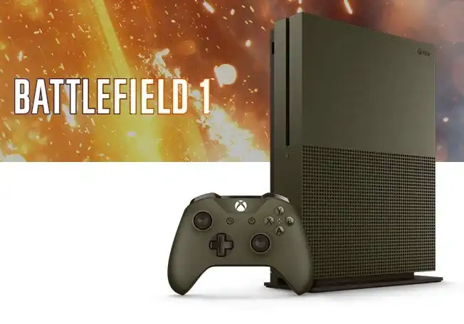  Microsoft Xbox One S Battlefield 1 Military Green Console