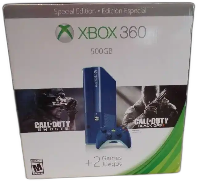 Microsoft Xbox 360 Super Slim Call of Duty Ghost + Black Ops II Blue Bundle