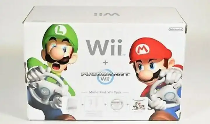 Nintendo Wii Mario Kart 2024 Bundle in White