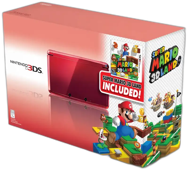  Nintendo 3DS Super Mario 3D Land Metallic Red Bundle
