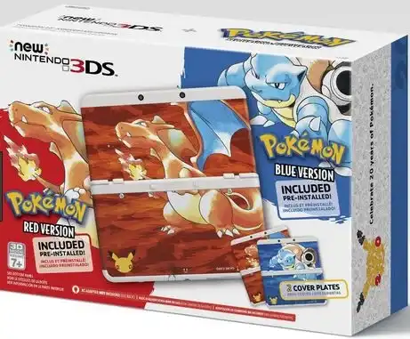  New Nintendo 3DS Pokemon Red and Blue Console