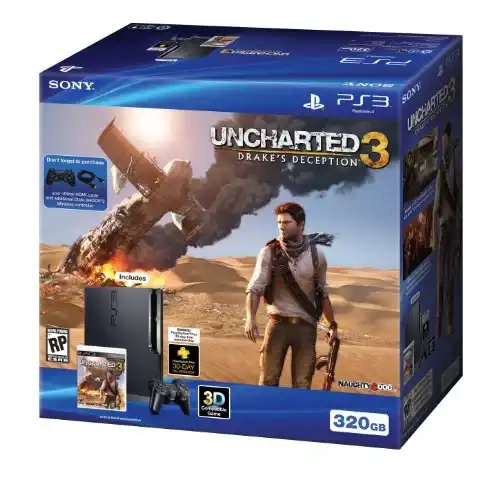 PS3 250GB Uncharted 3 Console Bundle Very Good 1Z
