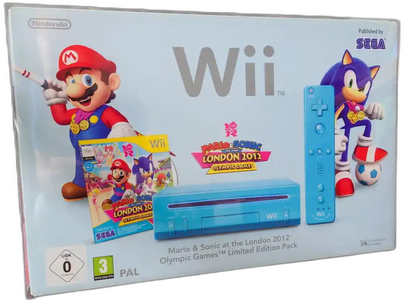 Consola de juegos Wii azul + juego Mario & Sonic en los Juegos Olímpicos de  Londres 2012 + 1 mando a distancia Wii Plus azul + 1 Nunchuk + Wii Motion