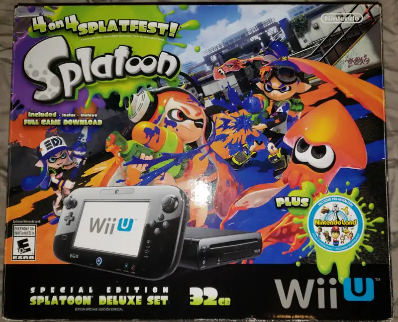 Nintendo Wii U 32GB Console Splatoon Special Edition Bundle - Black