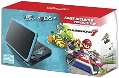  New Nintendo 2DS XL Black & Turquoise Mario Kart 7 Bundle