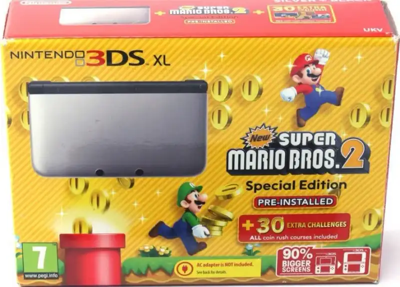 Nintendo 3DS XL New Super Mario Bros 2 Silver Bundle - Consolevariations