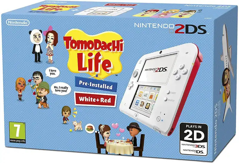  Nintendo 2DS Tomodachi Life Red White Bundle