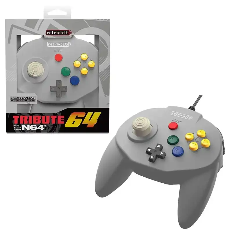  Retro-Bit  Nintendo 64 Tribute64 Classic Grey Wired Controller