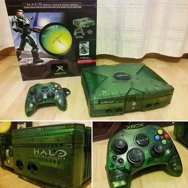  Microsoft Xbox Halo Green Console