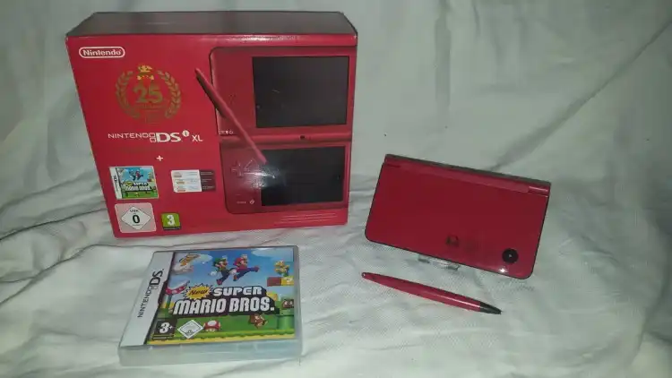 Nintendo DSi XL 25th Anniversary Edition with Mario Kart DS Game Red  Handheld